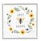 Stupell Industries Just Bee Happy Pun Phrase Yellow Daisy Wreath in White Frame Wall Art